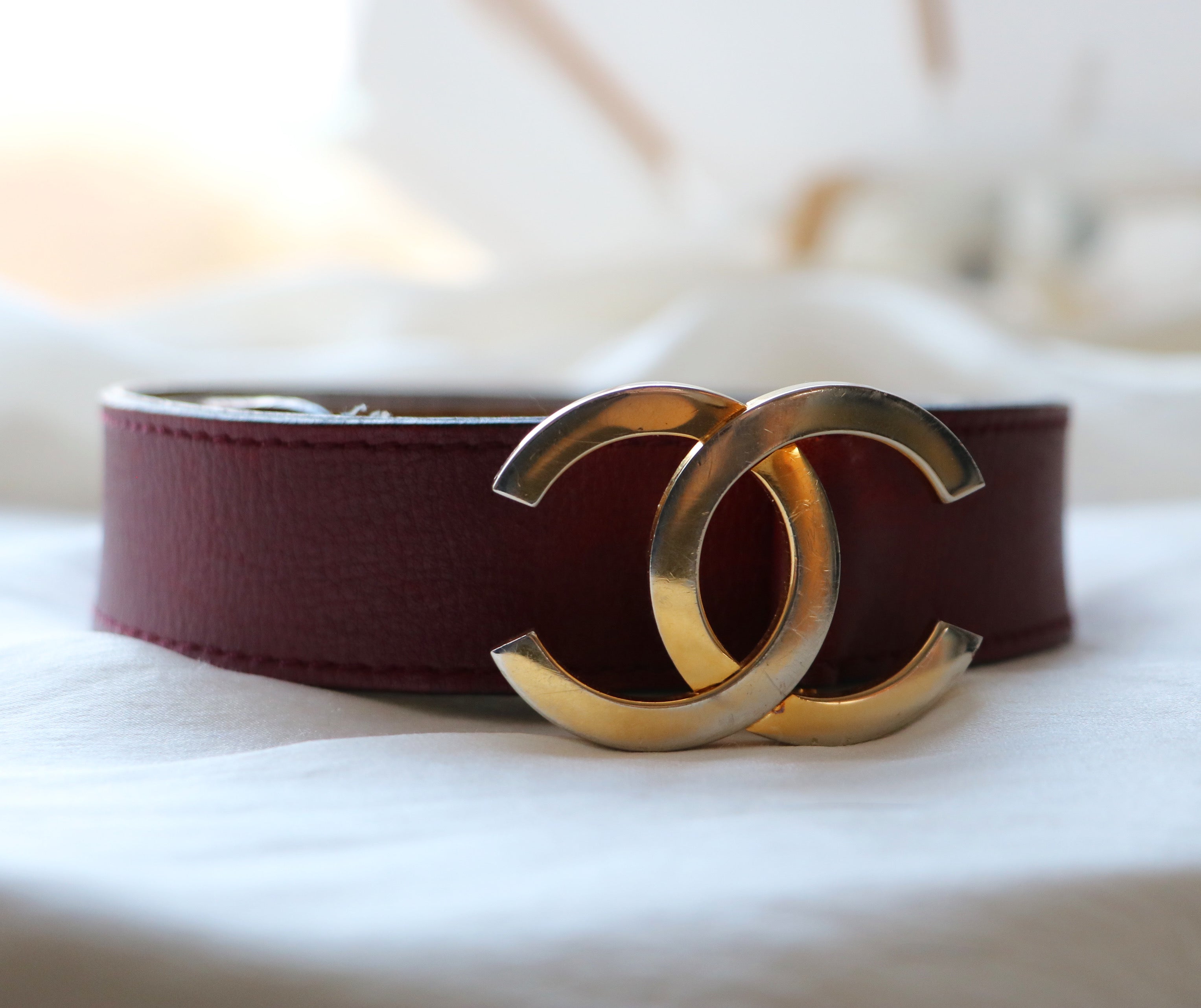 CEINTURE CHANEL VINTAGE | BORDEAUX T75/85