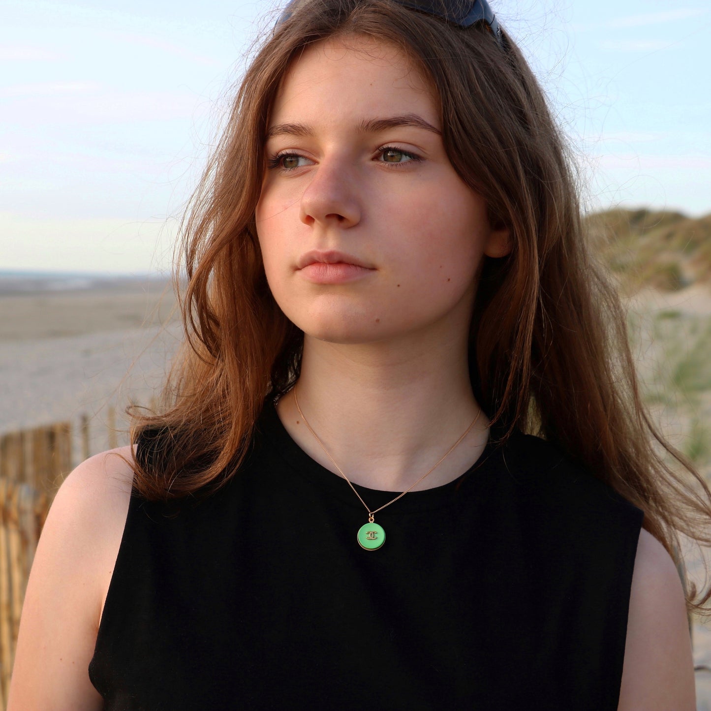 COLLIER UPCYCLÉ CHANEL | VERT