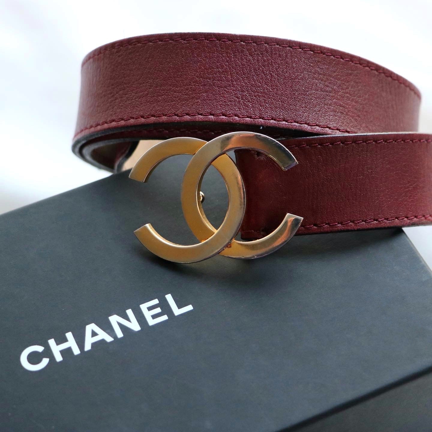 CEINTURE CHANEL VINTAGE | BORDEAUX T75/85