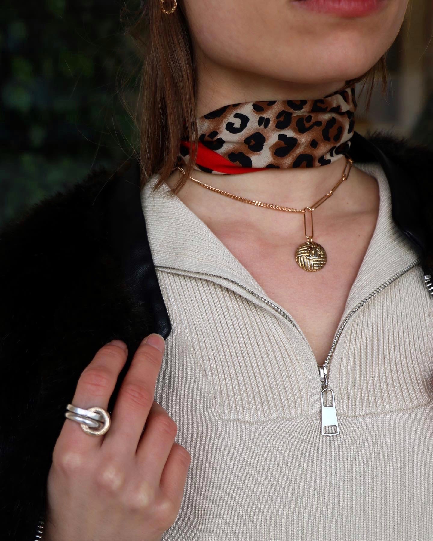 COLLIER UPCYCLÉ | MATELASSÉ BI-CHAÎNE