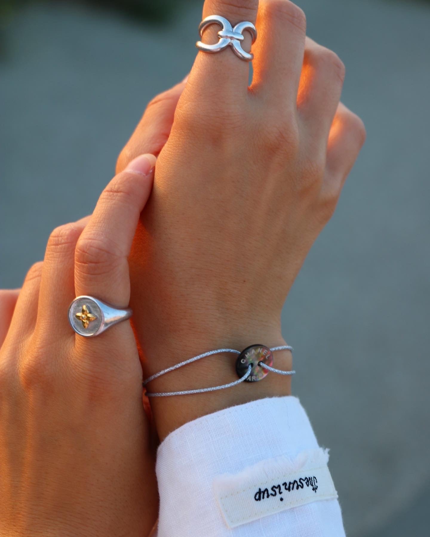 BRACELET CORDON UPCYCLÉ CHANEL | NACRE N°1