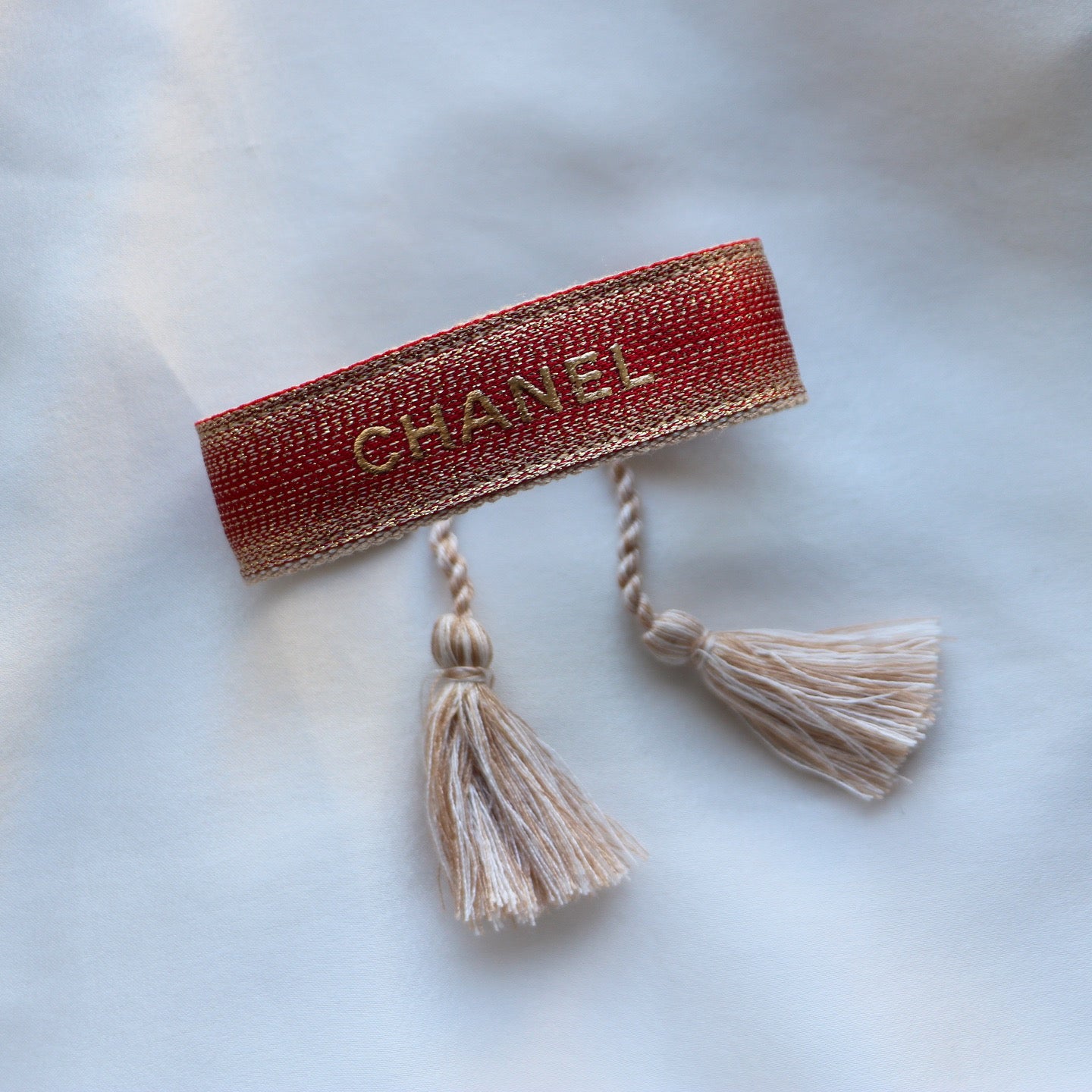 BRACELET TISSÉ UPCYCLÉ | ROUGE ET DORÉ