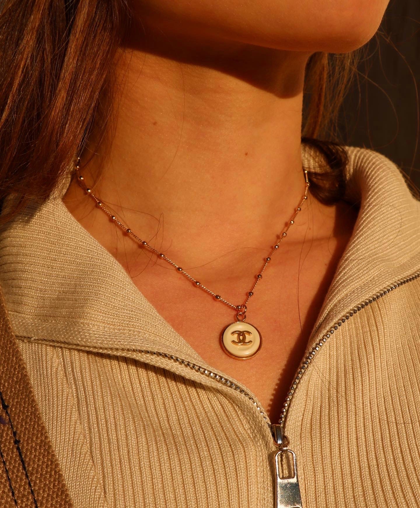 COLLIER UPCYCLÉ | BEIGE CREAMY N°1