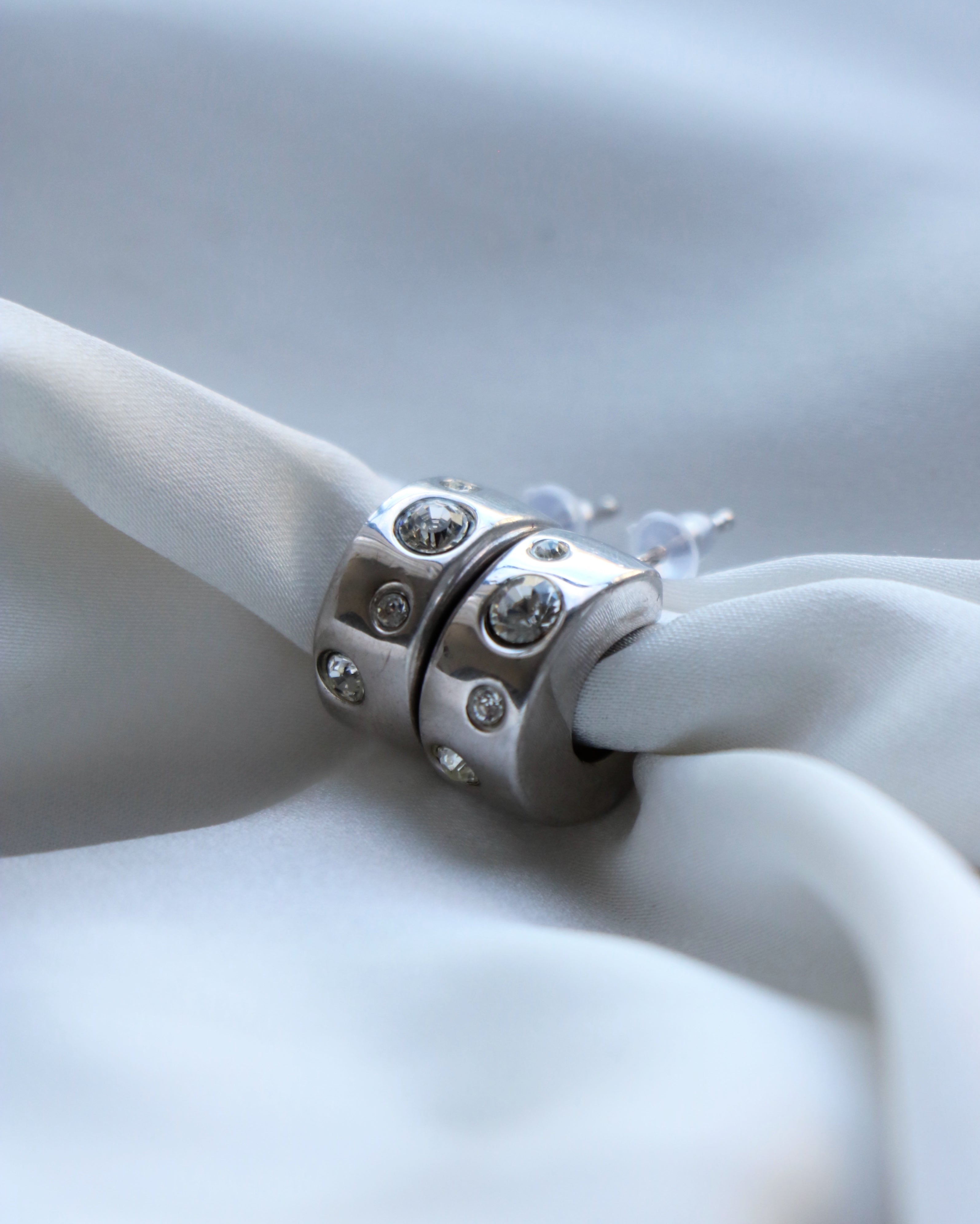 CRÉOLES À STRASS ARGENT | YVES SAINT LAURENT VINTAGE