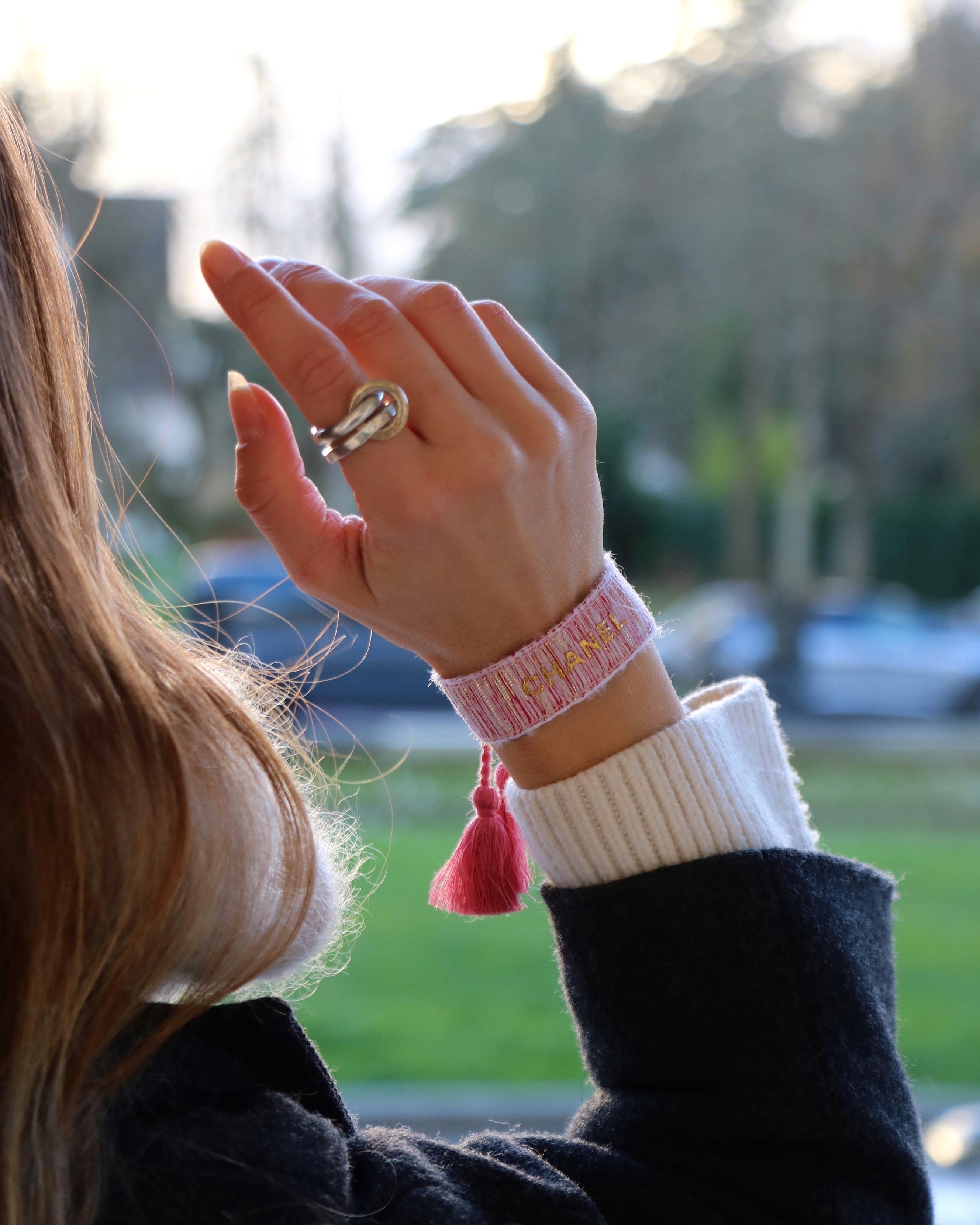 BRACELET TISSÉ UPCYCLÉ | ROSE