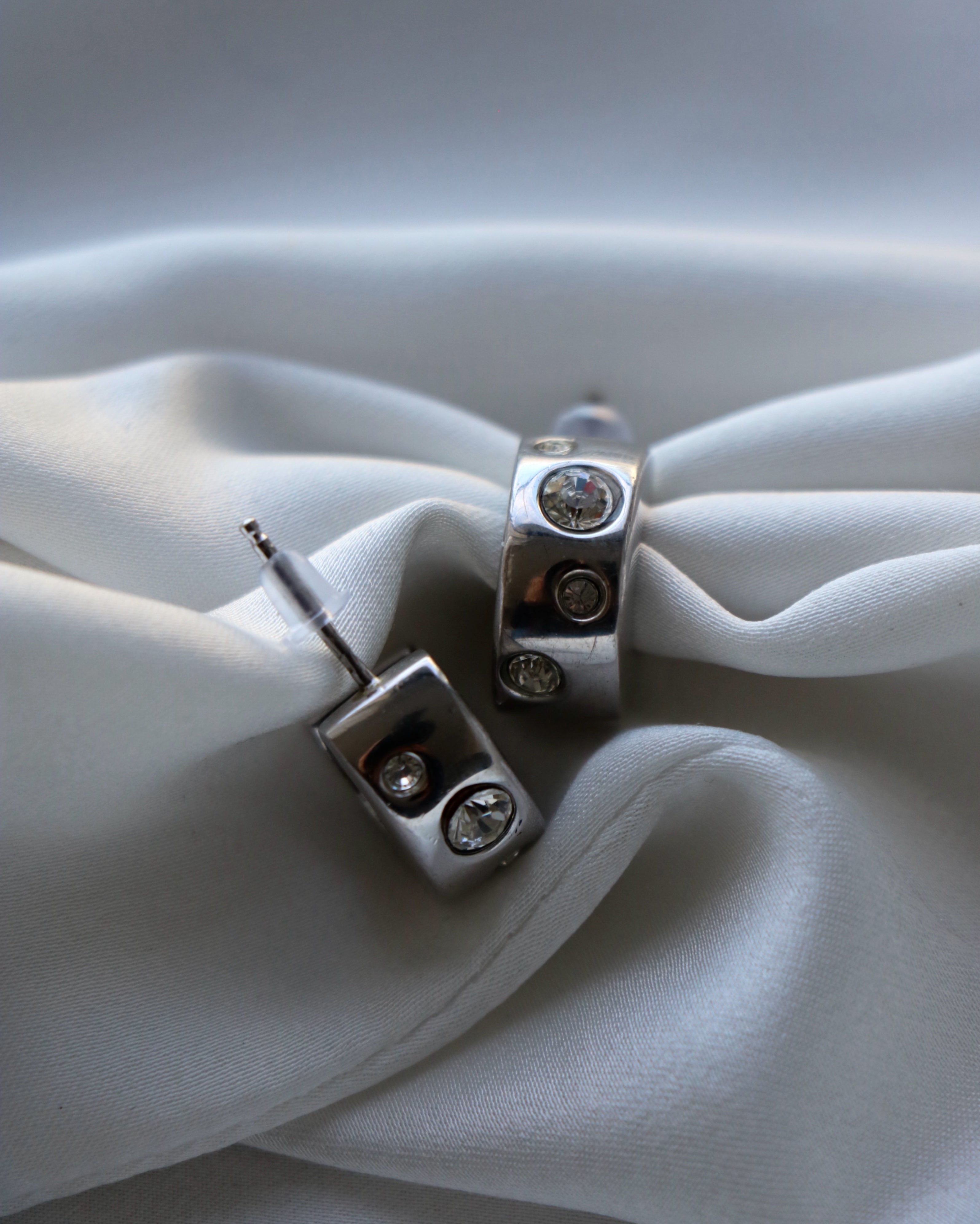 CRÉOLES À STRASS ARGENT | YVES SAINT LAURENT VINTAGE