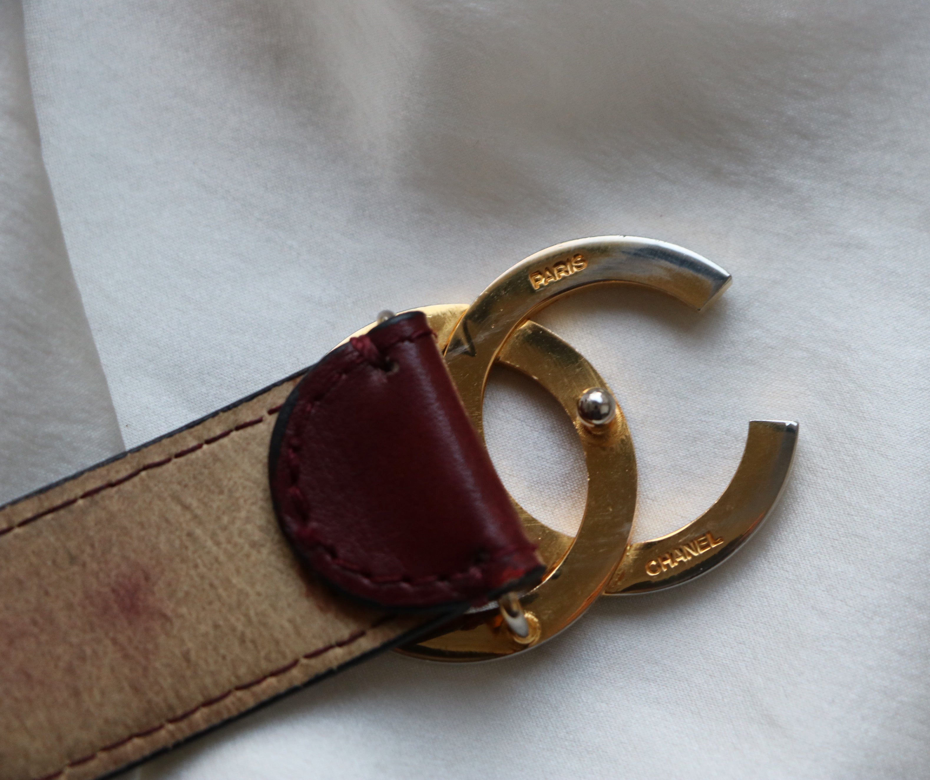 CEINTURE CHANEL VINTAGE | BORDEAUX T75/85