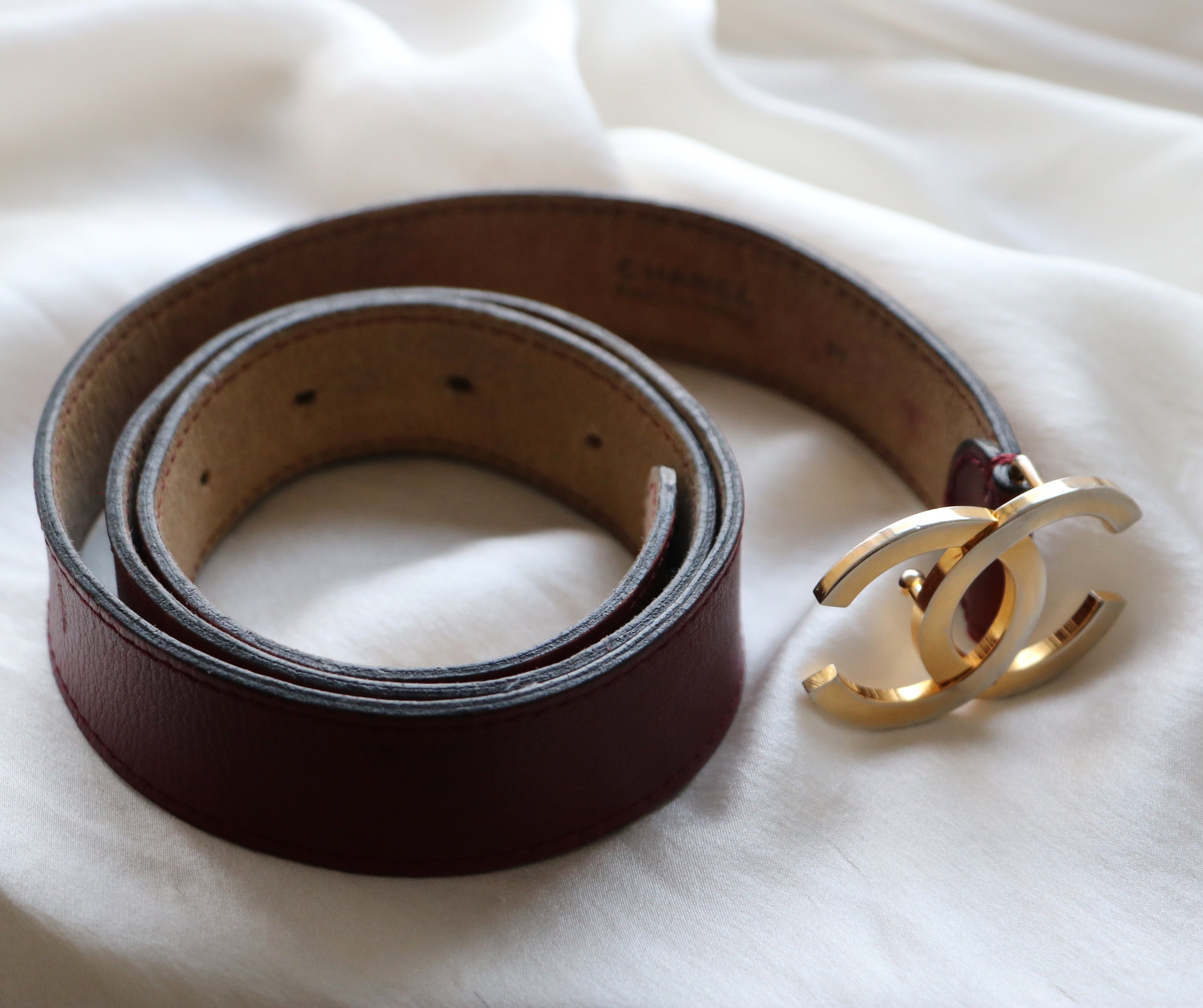 CEINTURE CHANEL VINTAGE | BORDEAUX T75/85