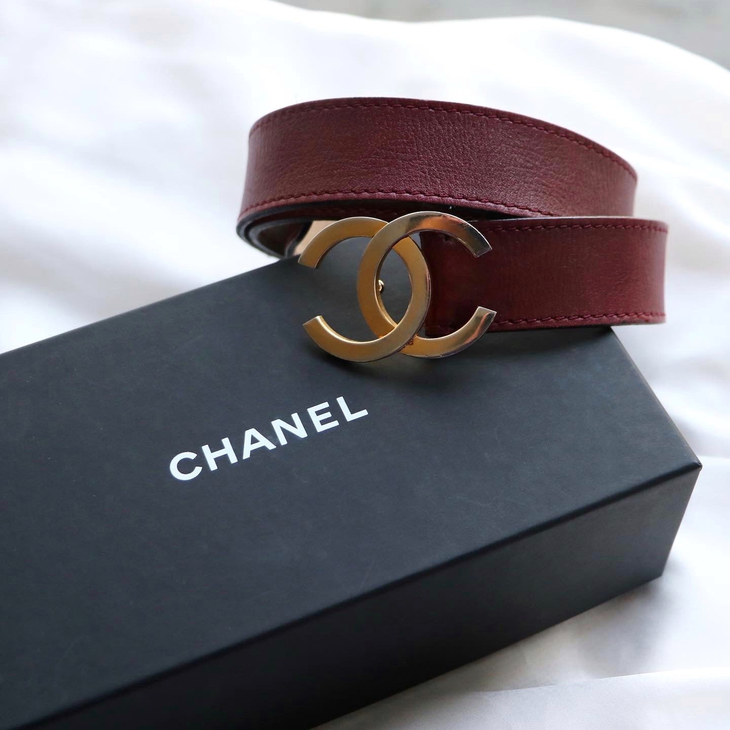 CEINTURE CHANEL VINTAGE | BORDEAUX T75/85
