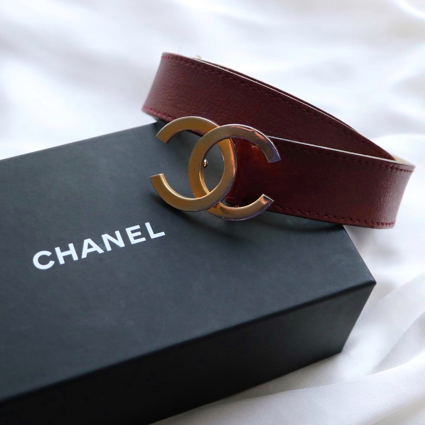 CEINTURE CHANEL VINTAGE | BORDEAUX T75/85