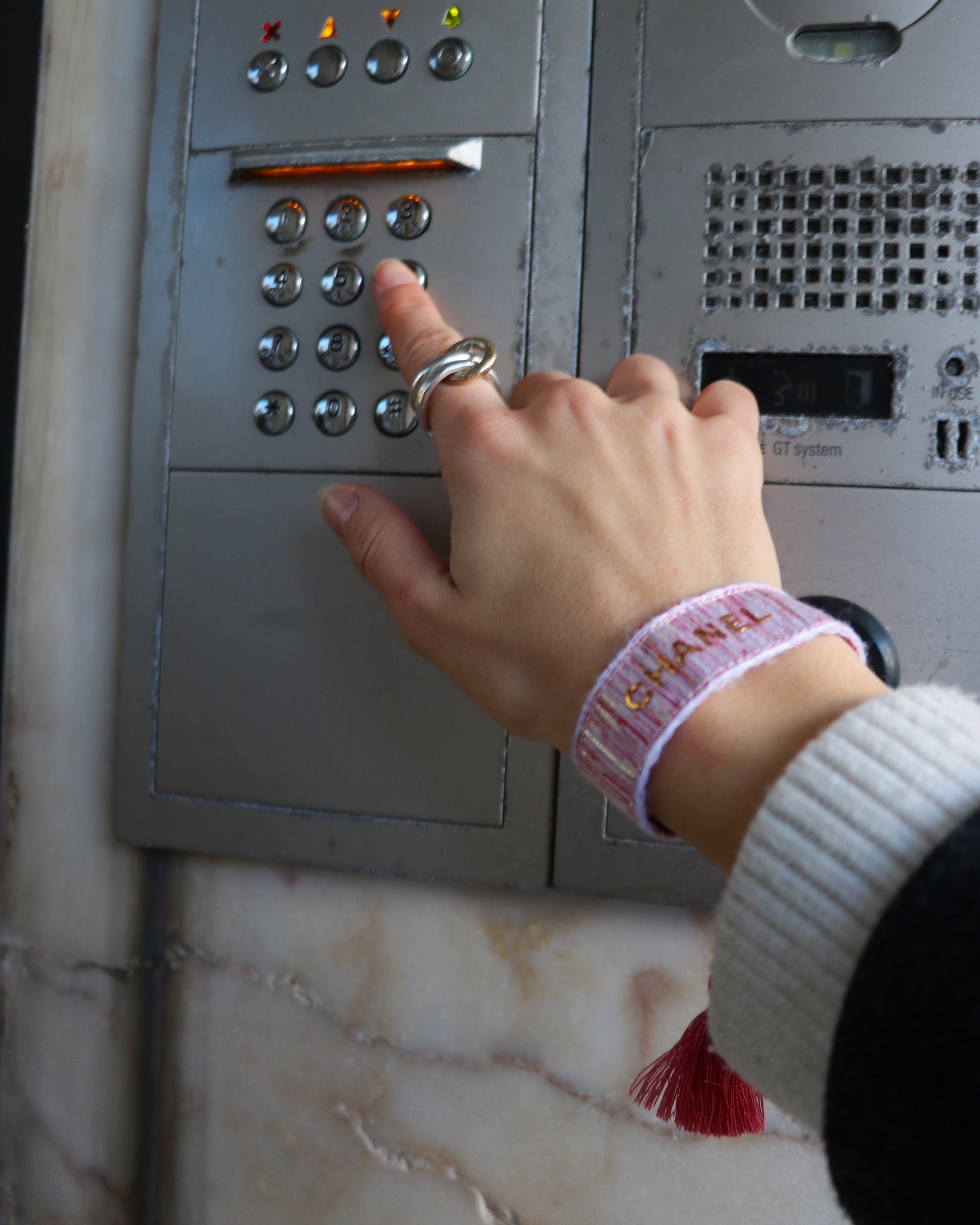 BRACELET TISSÉ UPCYCLÉ | ROSE
