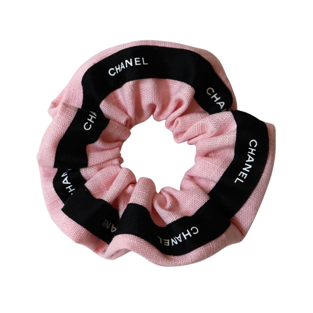 CHOUCHOU UPCYCLÉ | ROSE ET NOIR 100% LIN