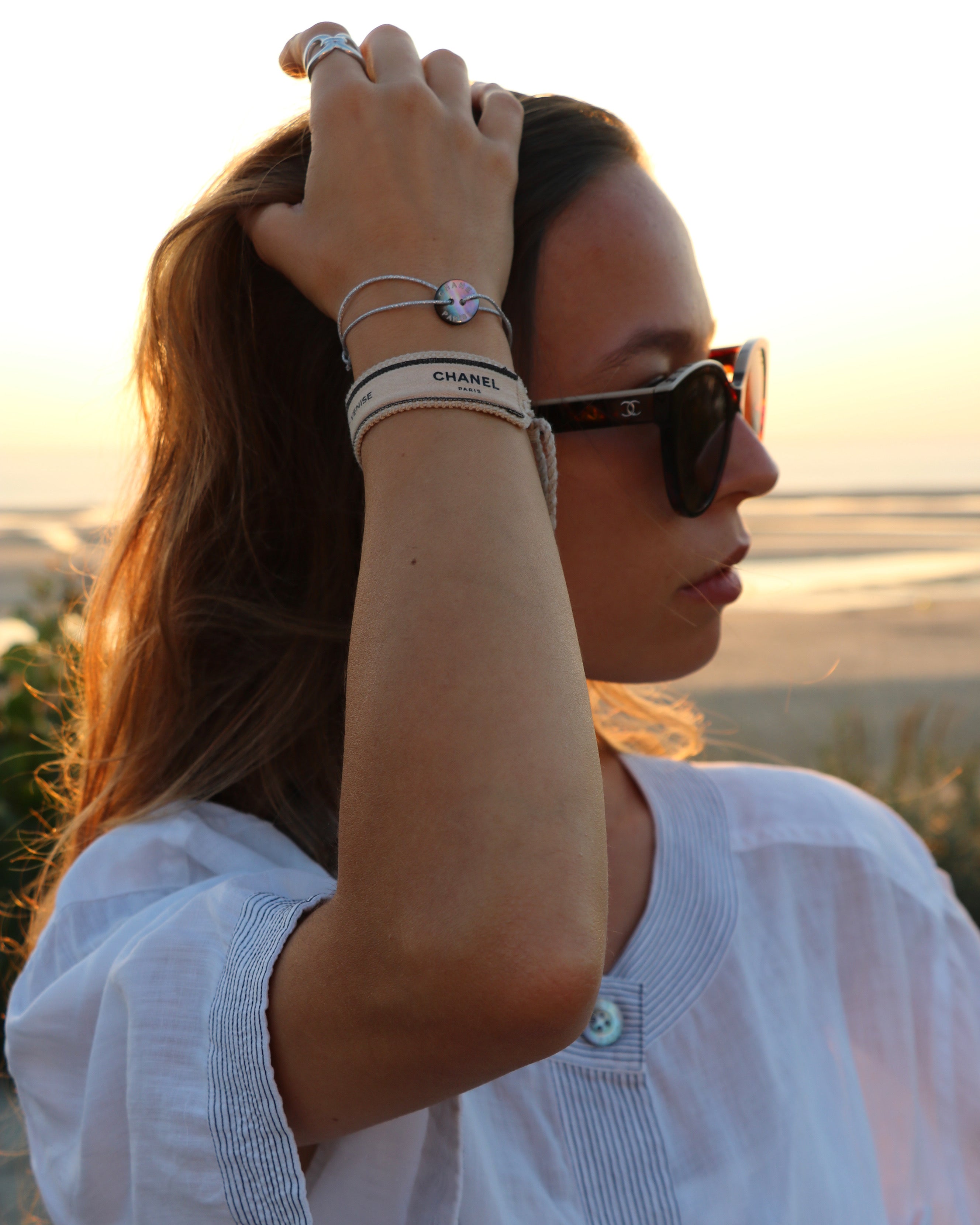 BRACELET CORDON UPCYCLÉ CHANEL | NACRE N°1