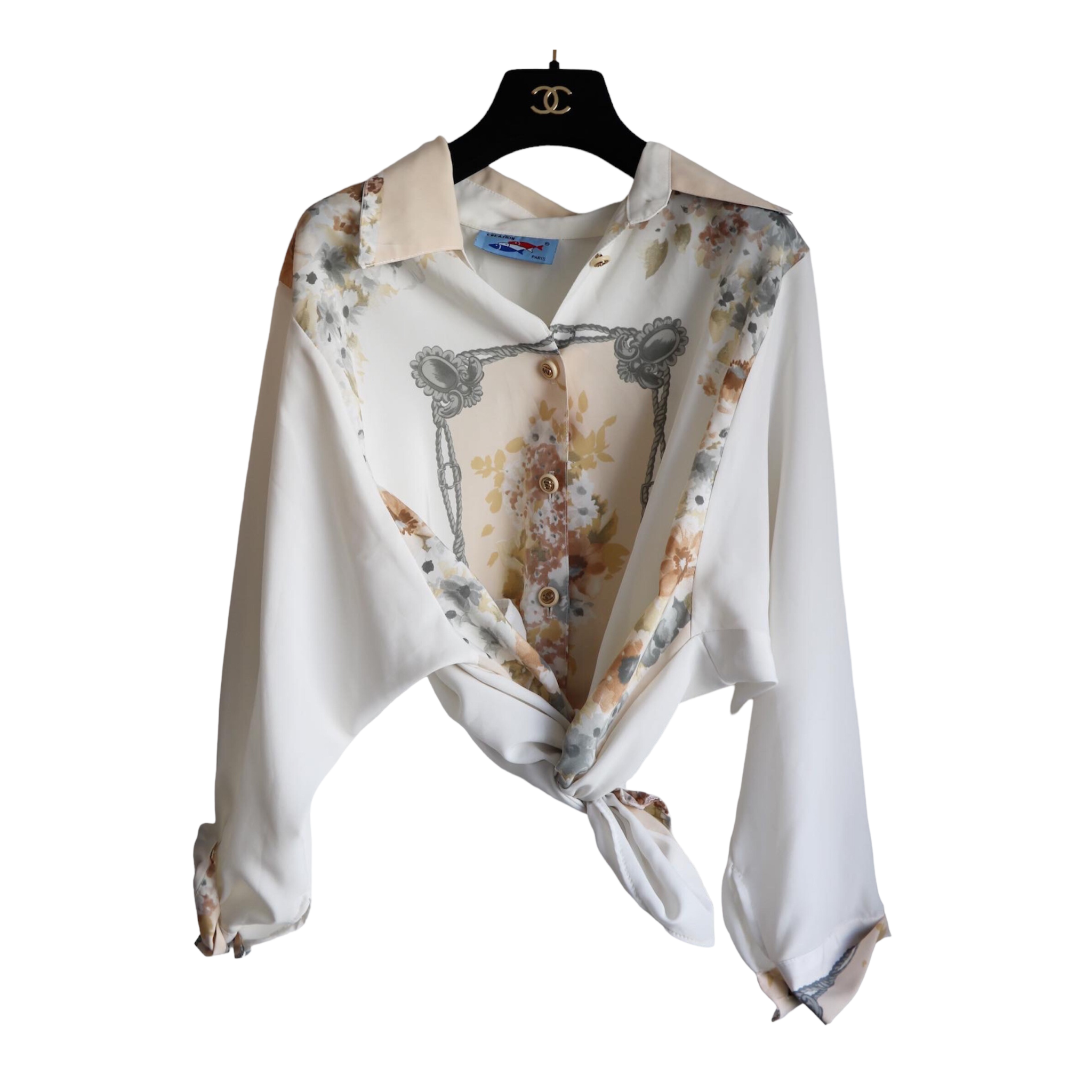 CHEMISE OVERSIZE VINTAGE MOTIFS FLEURIS & CHAÎNES