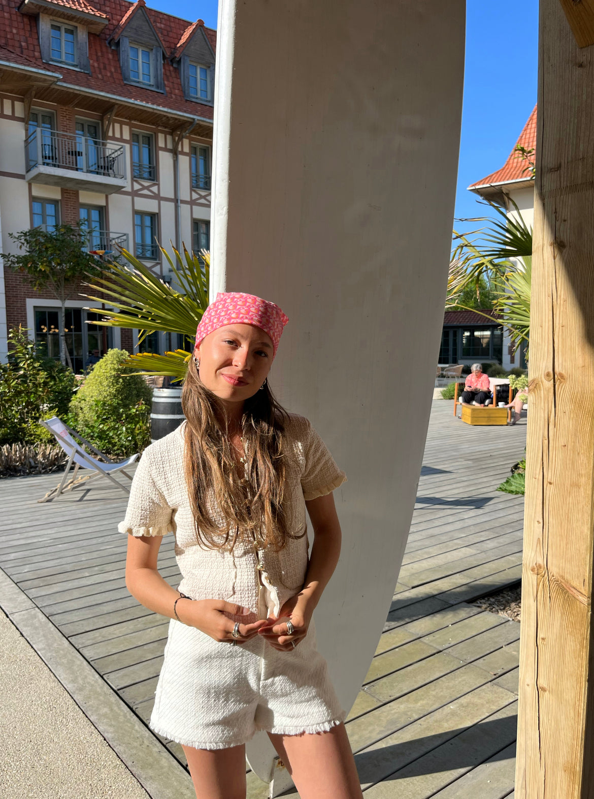 FOULARD DIOR VINTAGE | ROSE MONOGRAMME | 100% SOIE