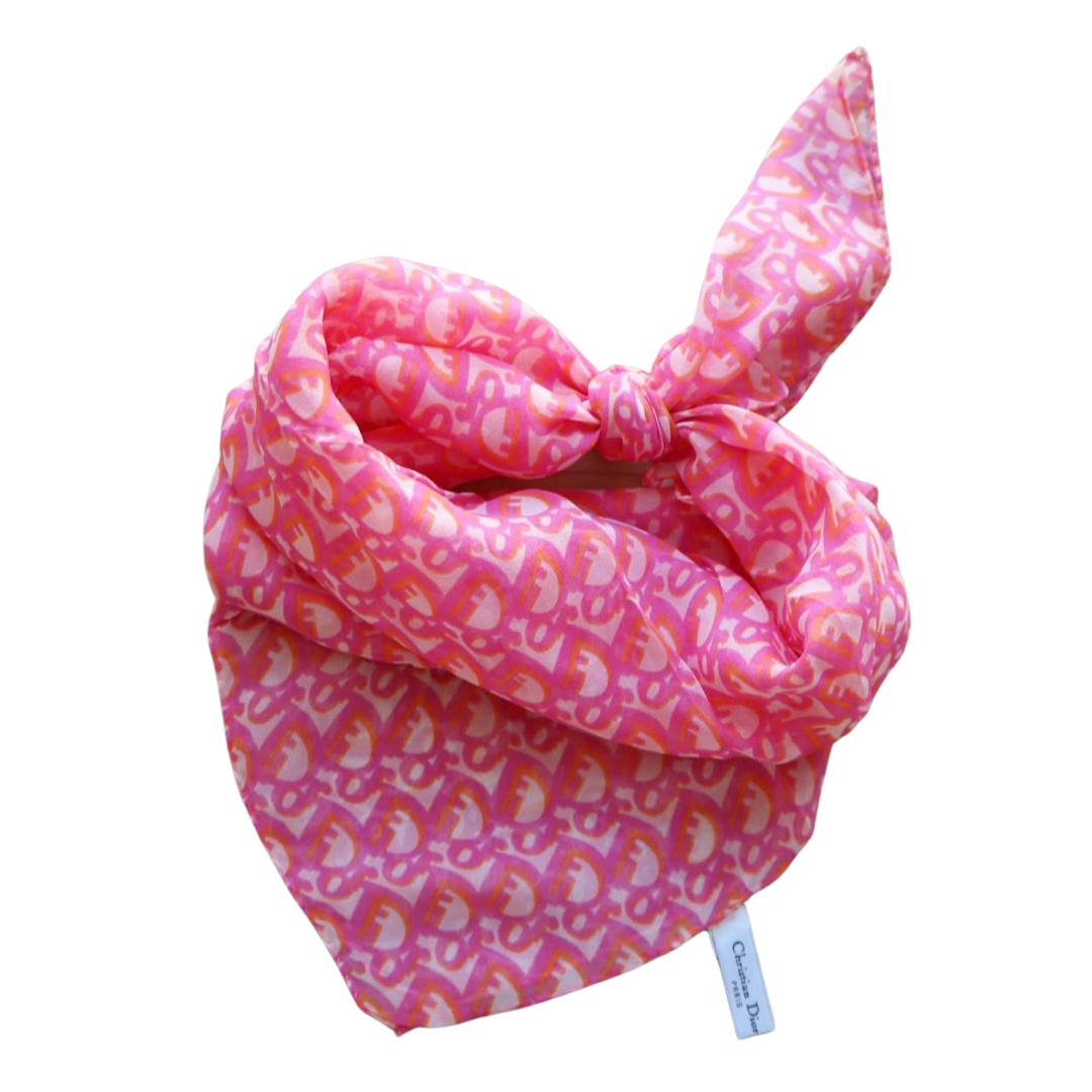 FOULARD DIOR VINTAGE | ROSE MONOGRAMME | 100% SOIE
