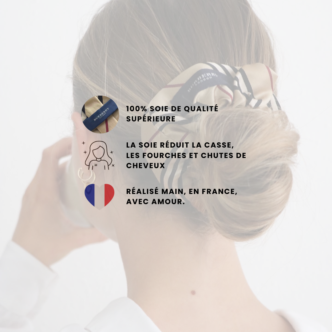 PRÉ COMMANDE | CHOUCHOU UPCYCLÉ BURBERRY | 100% SOIE