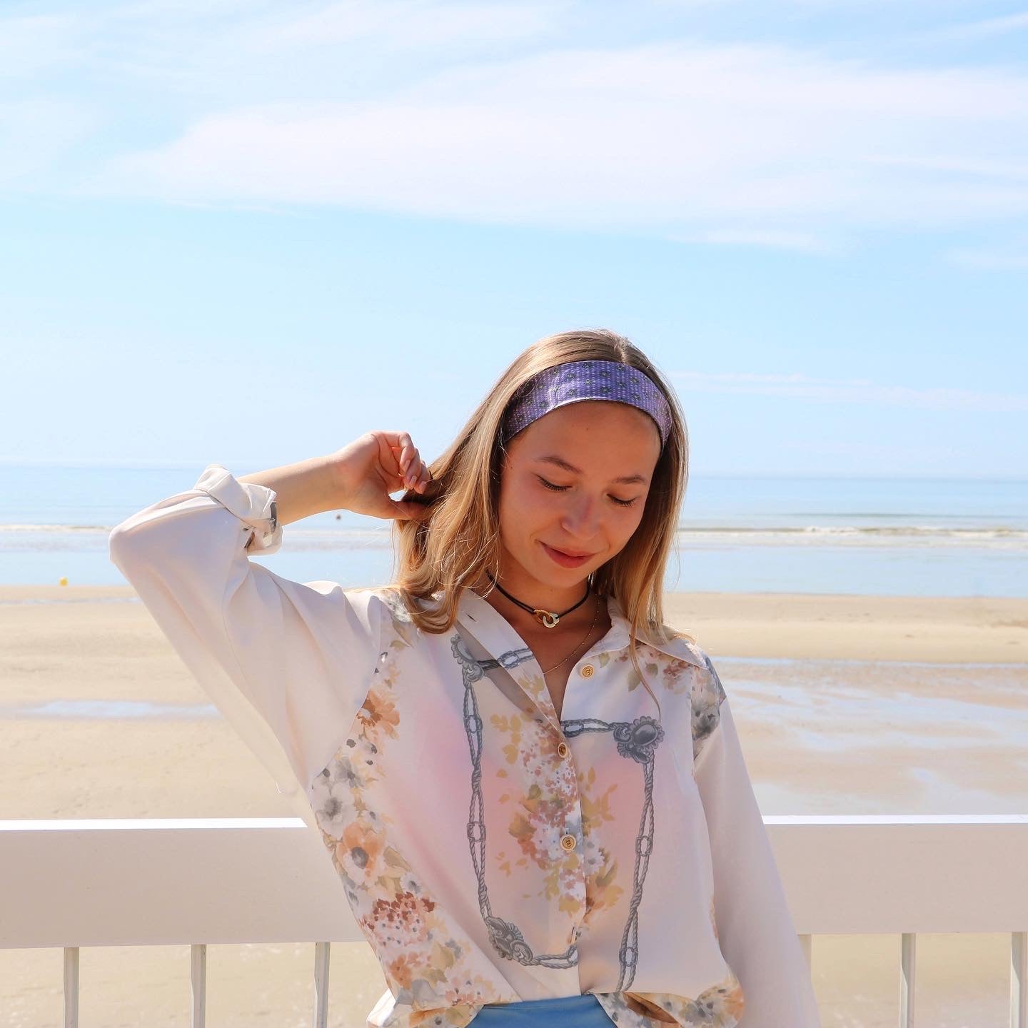 CHEMISE OVERSIZE VINTAGE MOTIFS FLEURIS & CHAÎNES