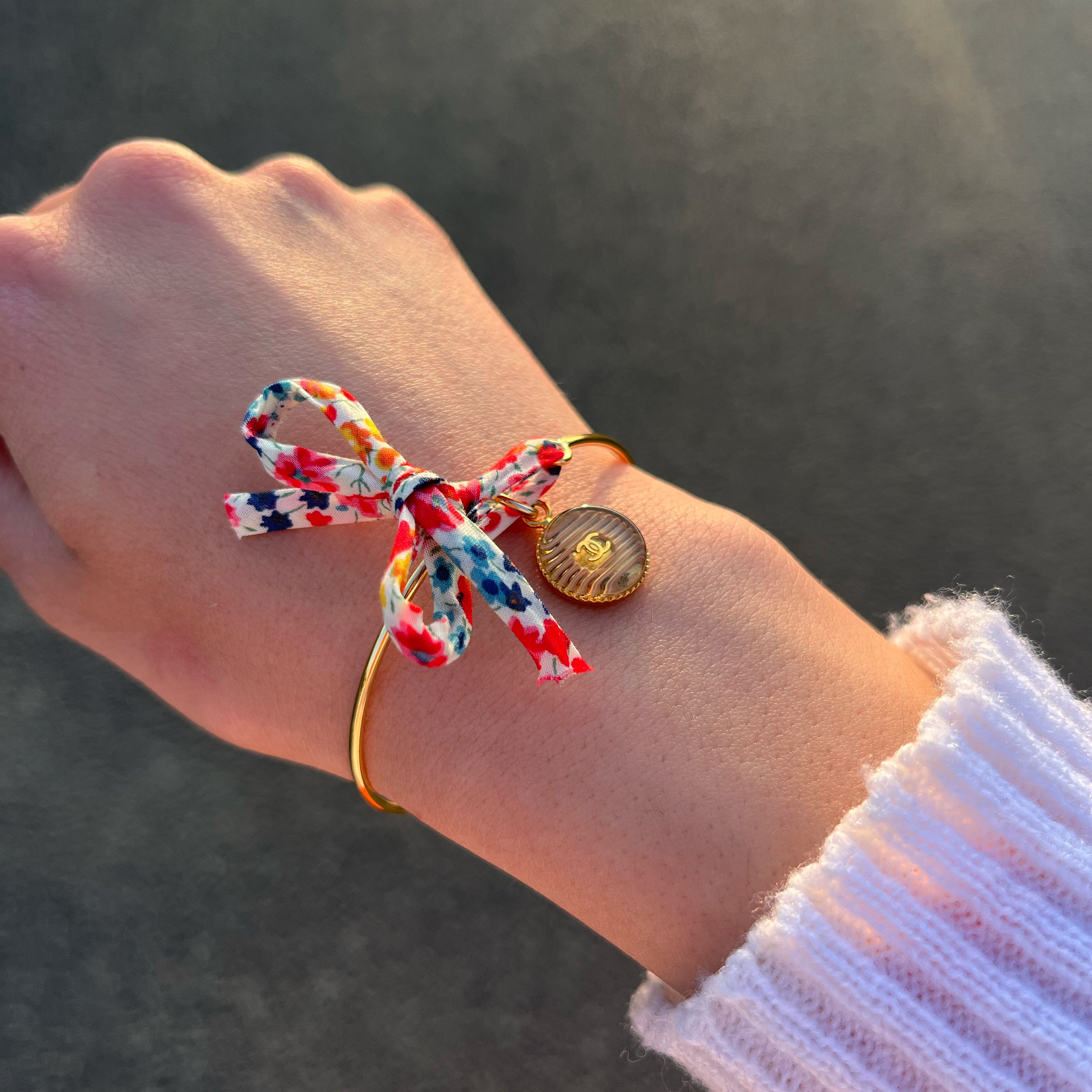 BRACELET JONC UPCYCLÉ CHANEL | ROSE