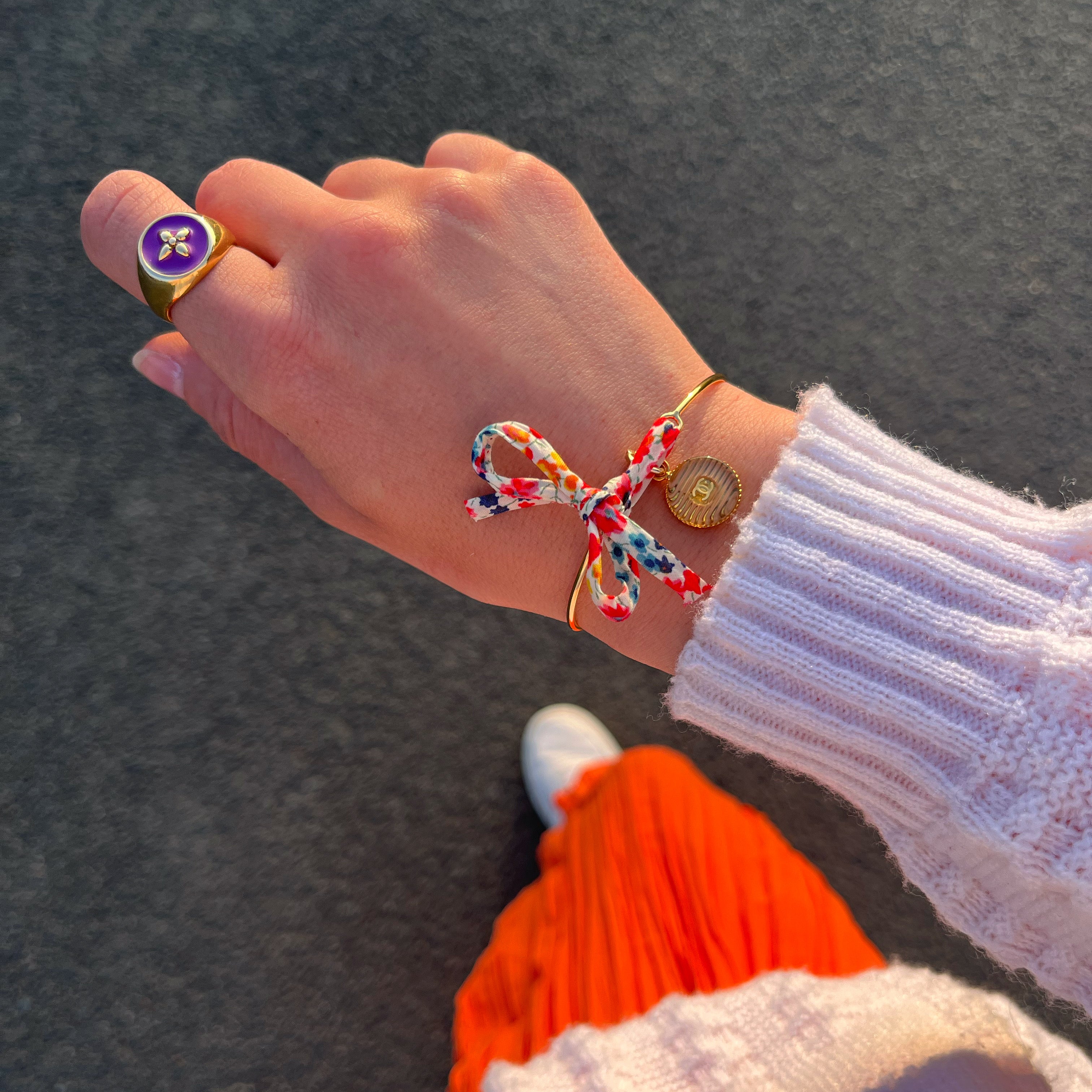 BRACELET JONC UPCYCLÉ CHANEL | ROSE