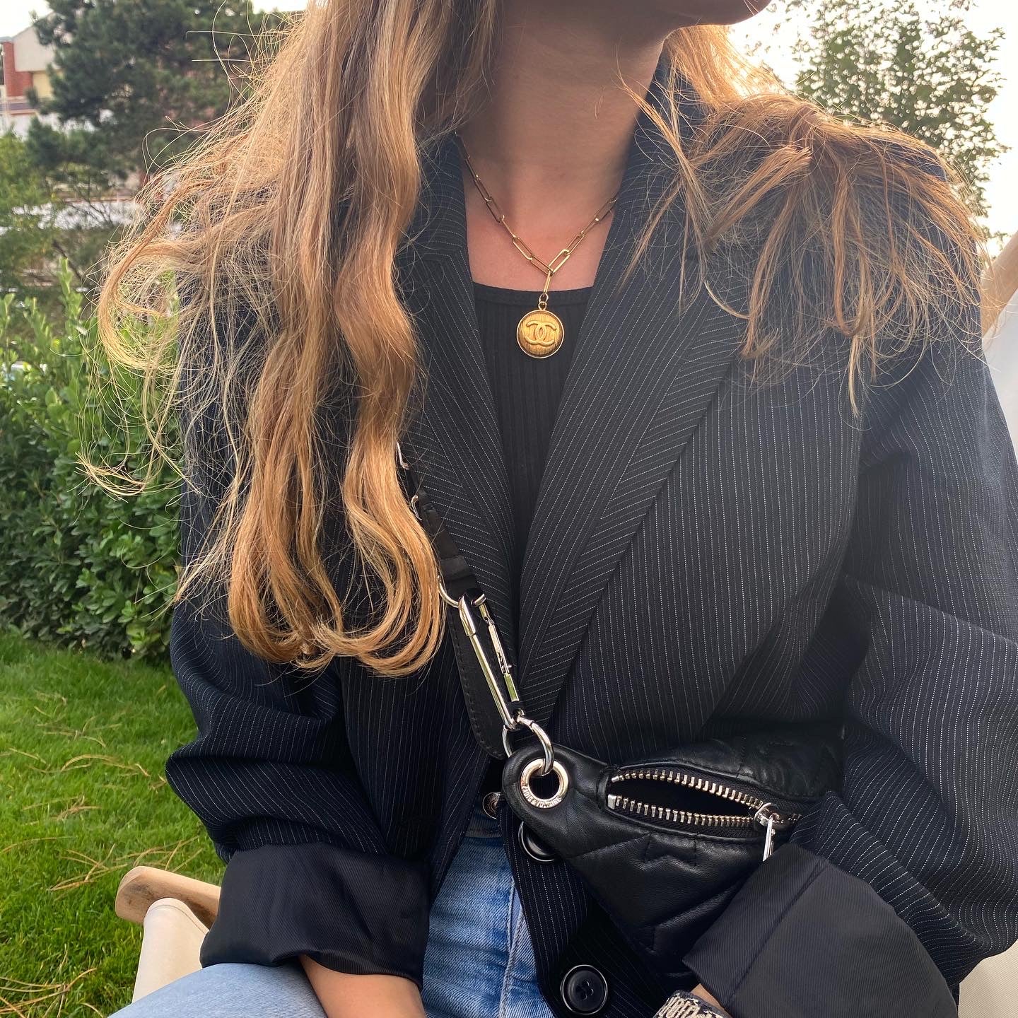 COLLIER UPCYCLÉ | BOUTON DORÉ