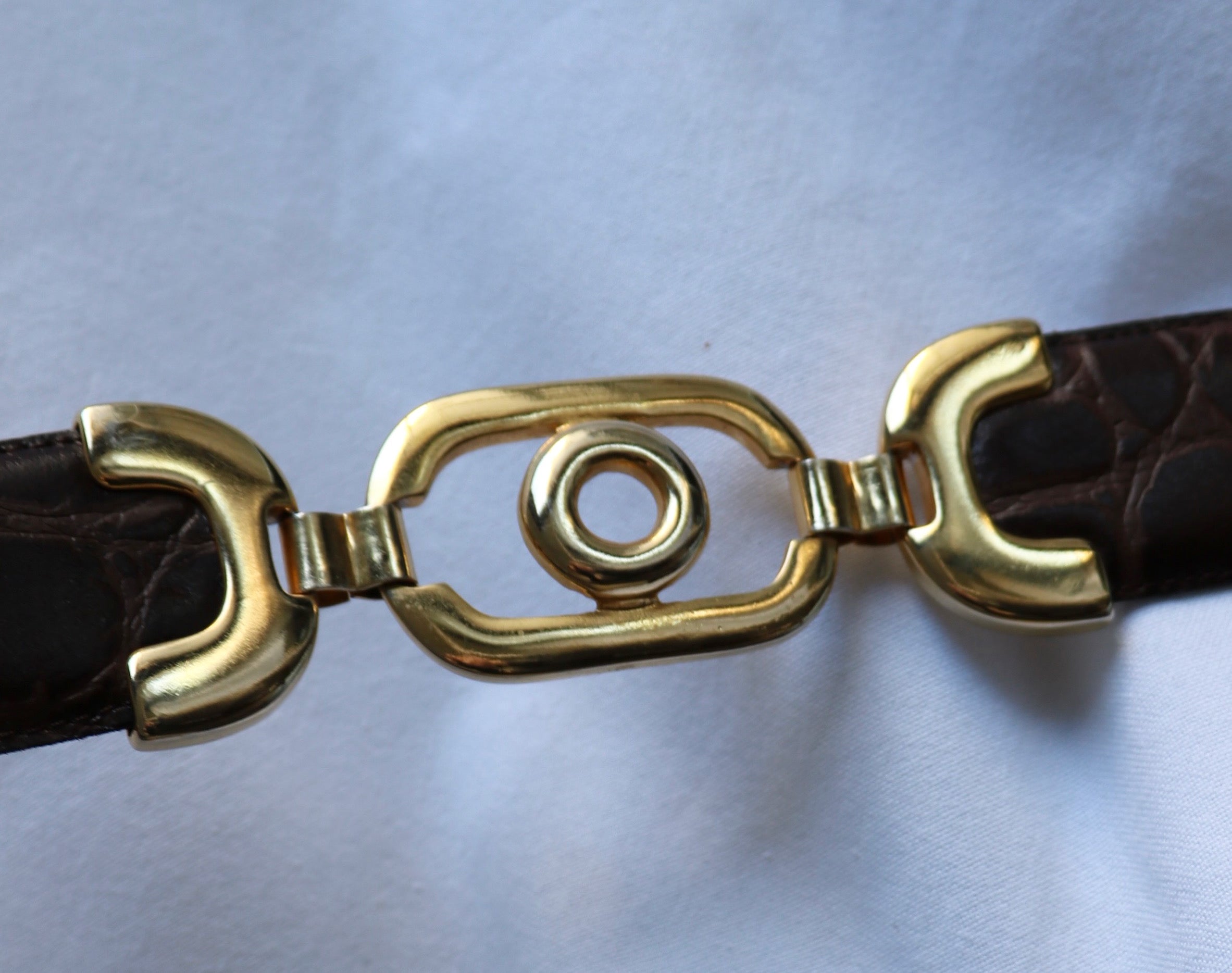 CEINTURE CUIR CROCO MARRON