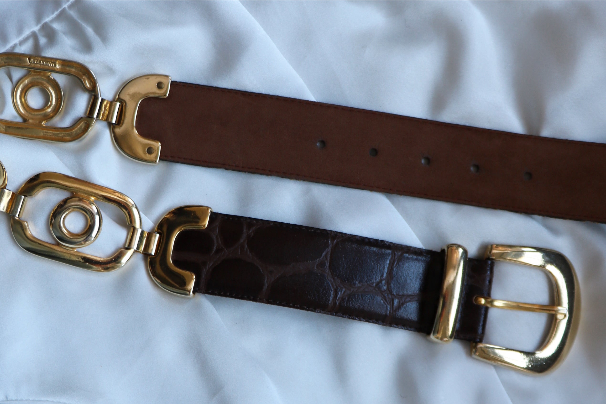 CEINTURE CUIR CROCO MARRON