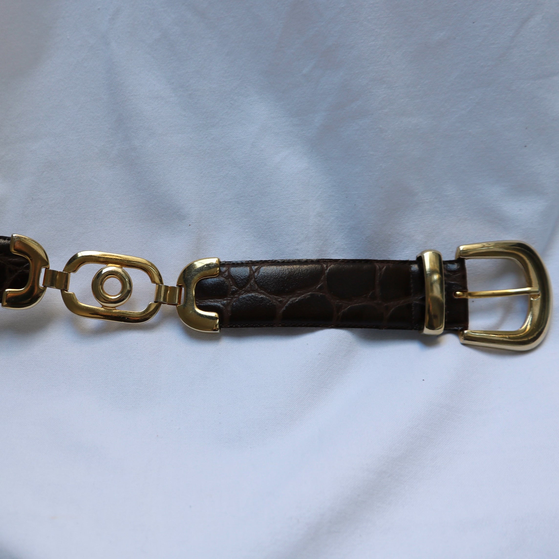 CEINTURE CUIR CROCO MARRON