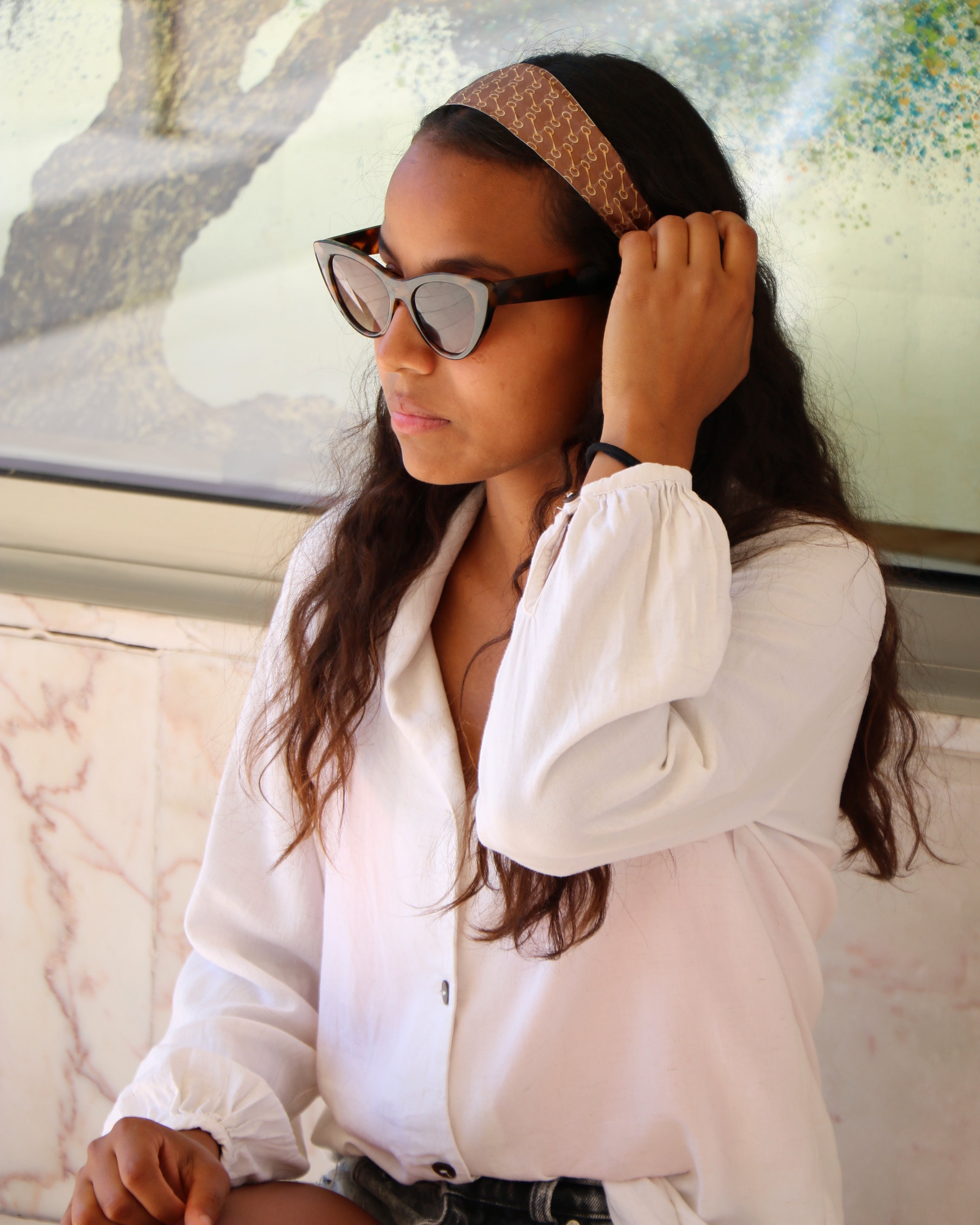 BANDEAU ÉLASTIQUÉ UPCYCLÉ CELINE | 100% SOIE