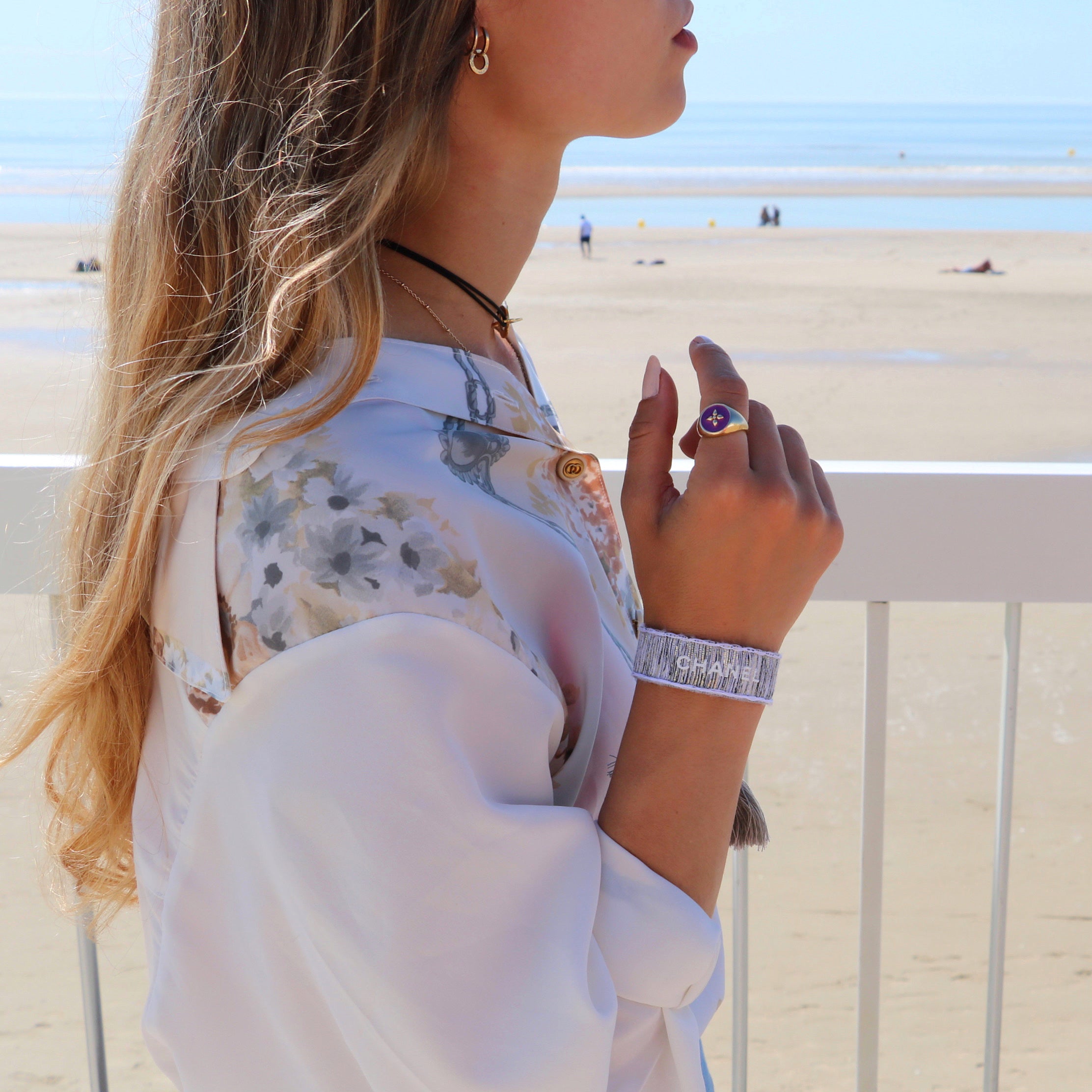 BRACELET TISSÉ UPCYCLÉ CHANEL | GRIS
