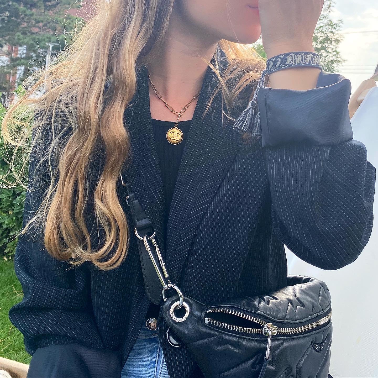 COLLIER UPCYCLÉ | BOUTON DORÉ