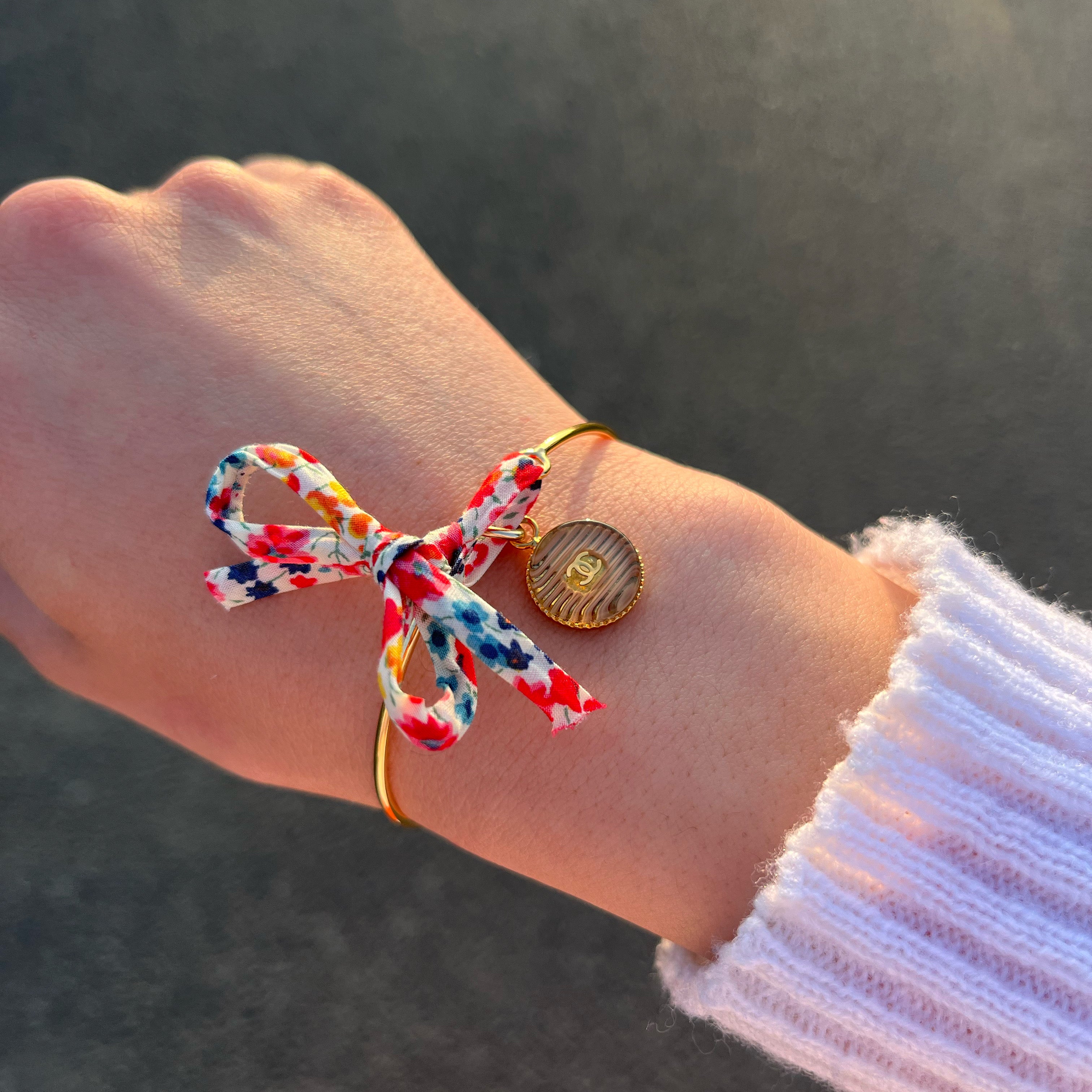 BRACELET JONC UPCYCLÉ CHANEL | ROSE