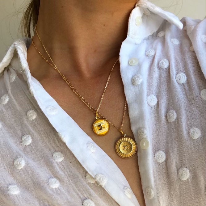 COLLIER UPCYCLÉ | BOUTON "SOLEIL"