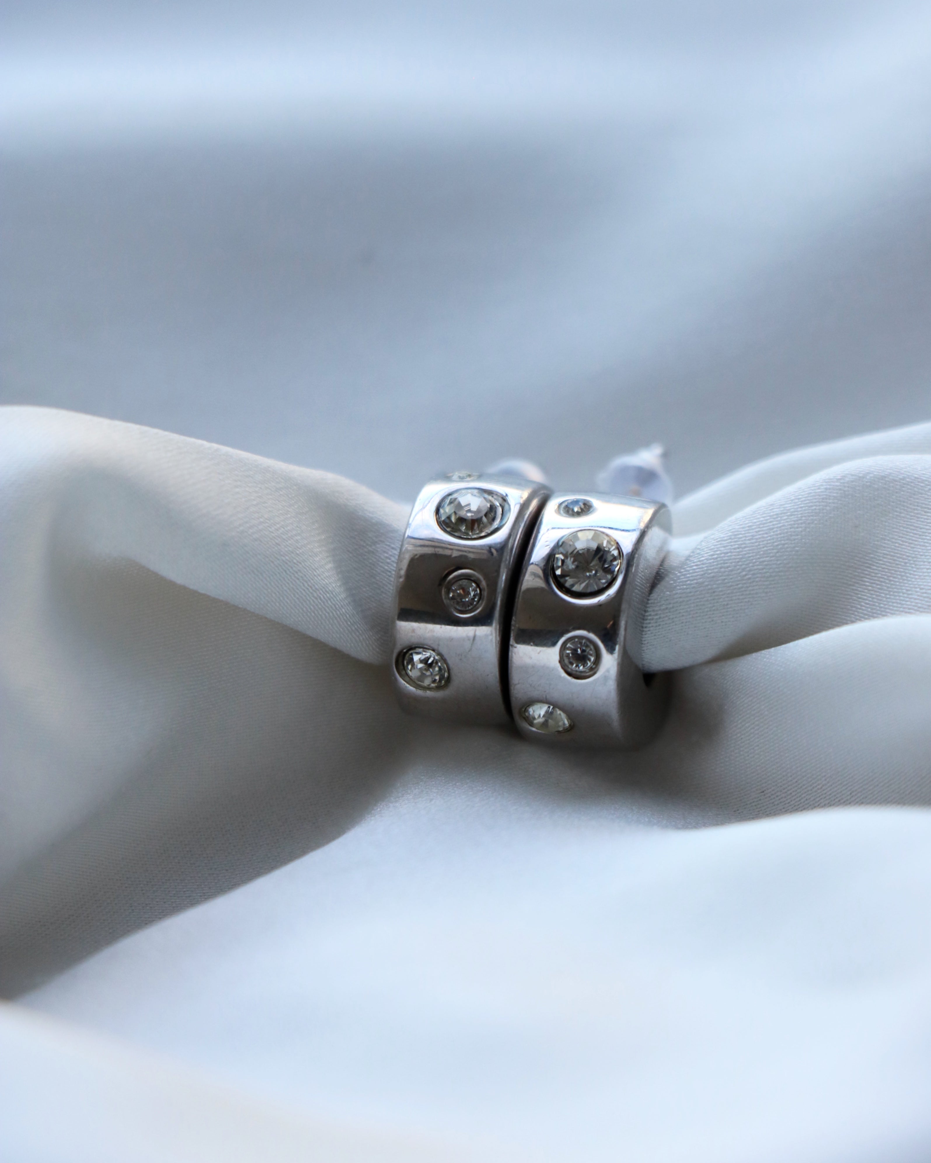 CRÉOLES À STRASS ARGENT | YVES SAINT LAURENT VINTAGE