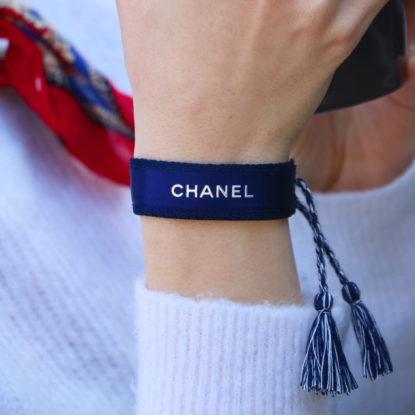 BRACELET TISSÉ UPCYCLÉ | SATIN BLEU MARINE