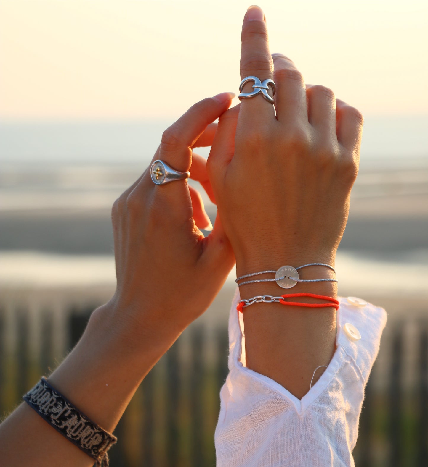 BRACELET CORDON UPCYCLÉ CHANEL | NACRE N°3