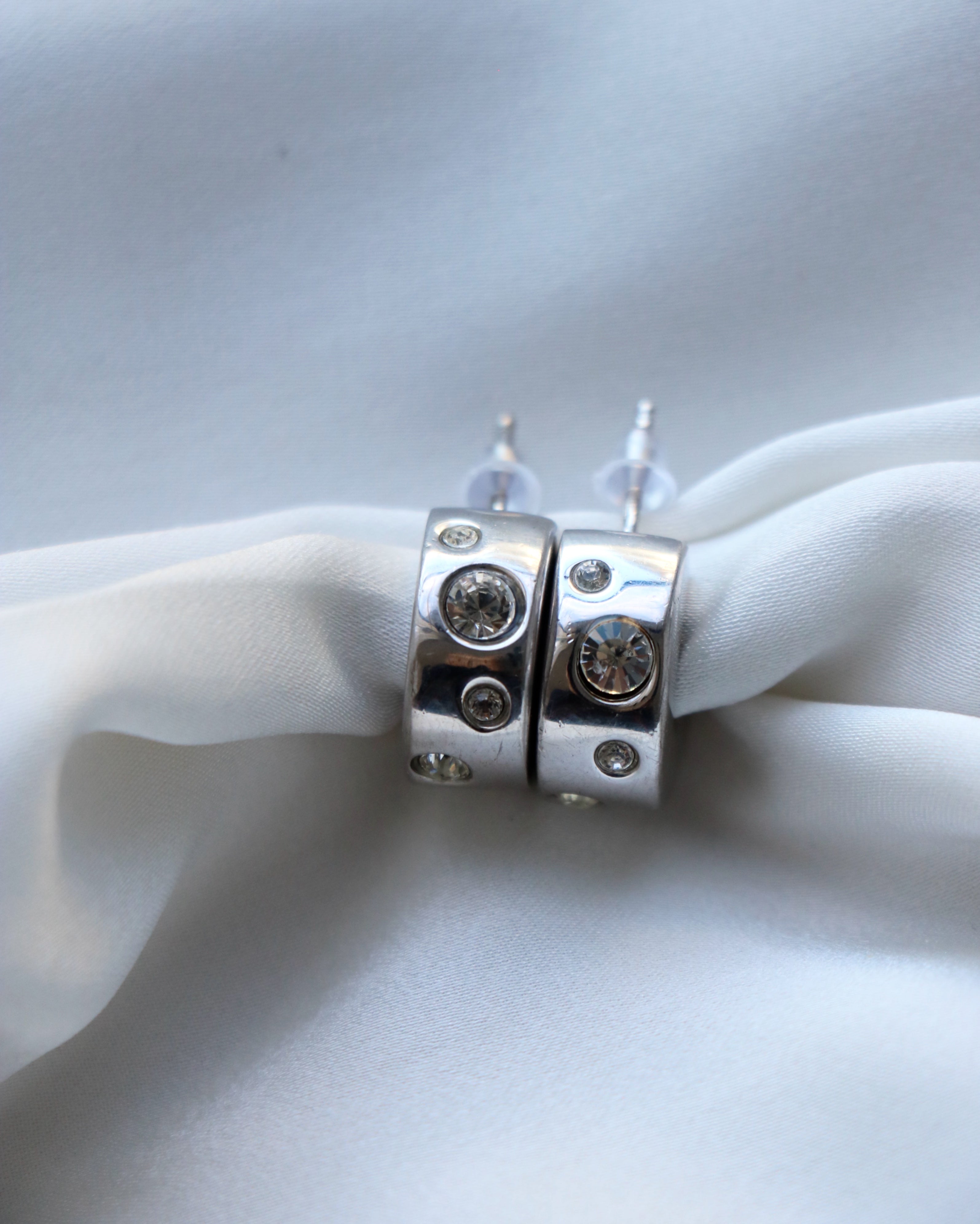 CRÉOLES À STRASS ARGENT | YVES SAINT LAURENT VINTAGE