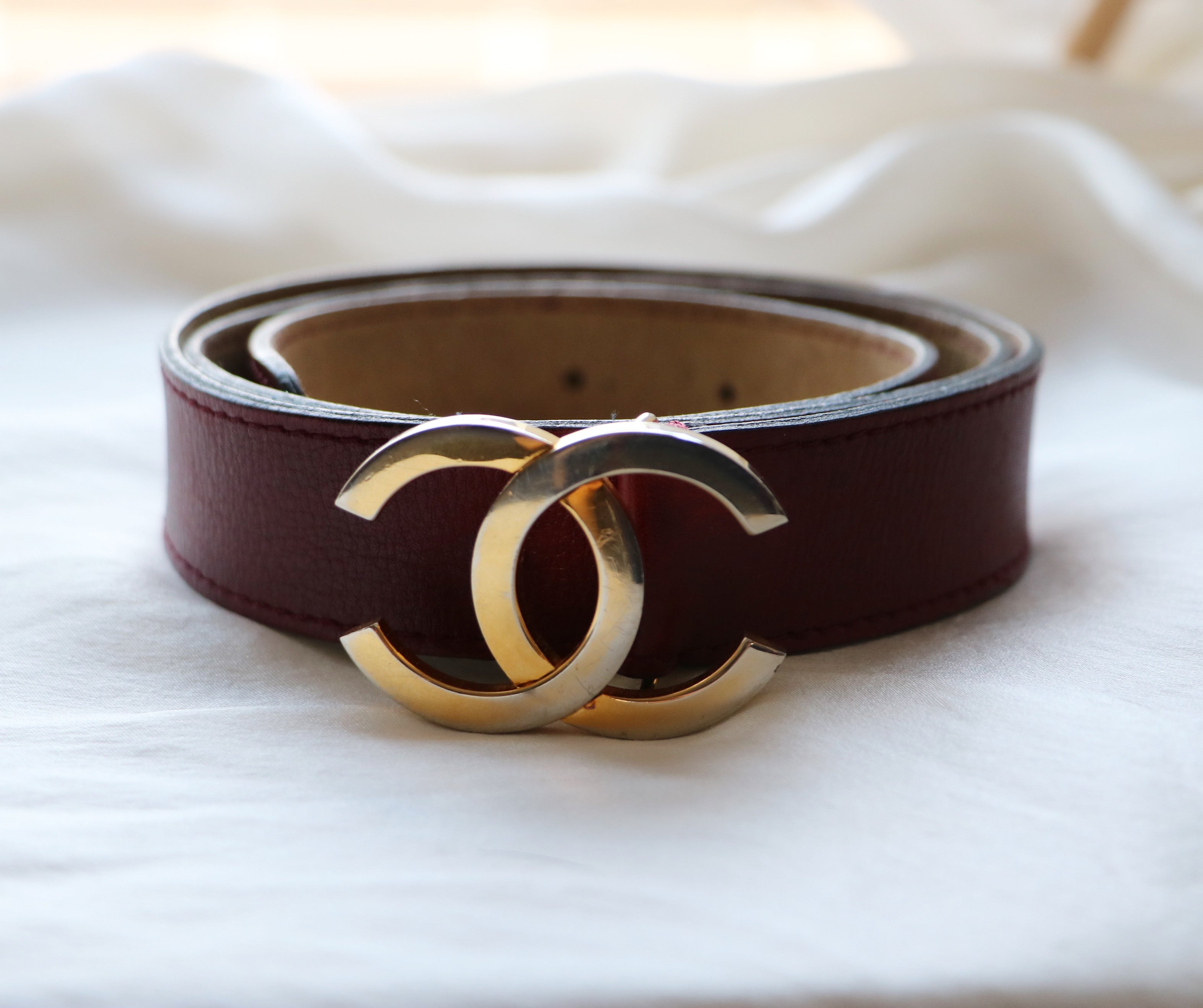 CEINTURE CHANEL VINTAGE BORDEAUX T75 85