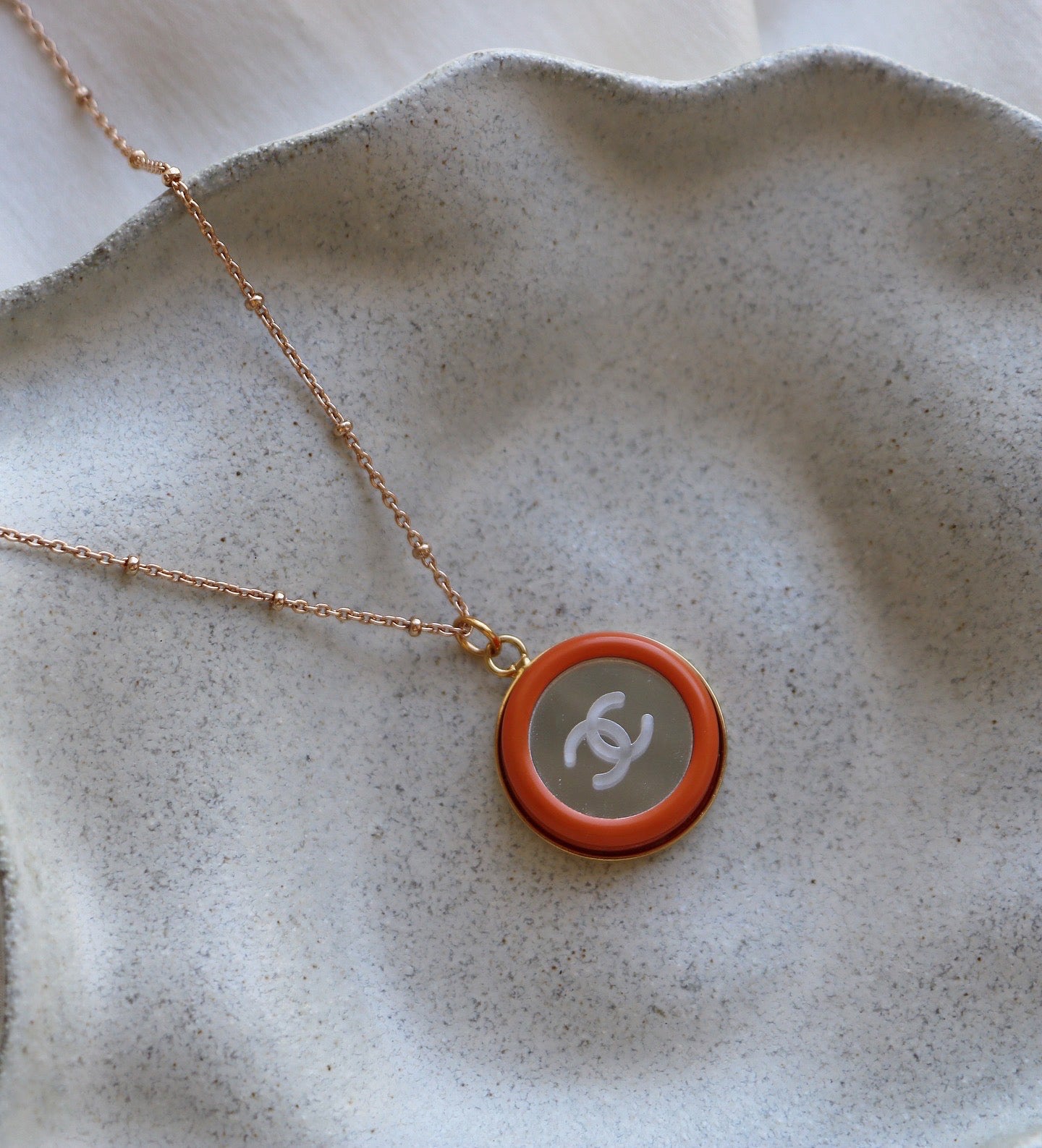 PROMO DE FOLIE 🔥 COLLIER UPCYCLÉ RARE | "MIROIR" ORANGE